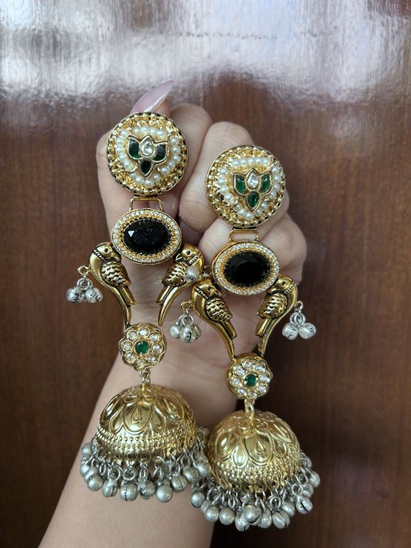 Two birds fused earrings (black)