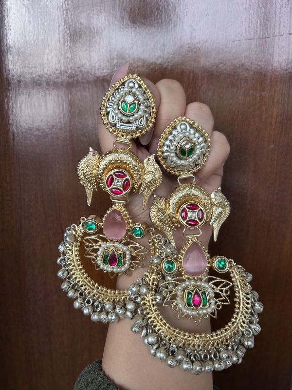 Zubaida earrings pink and green 